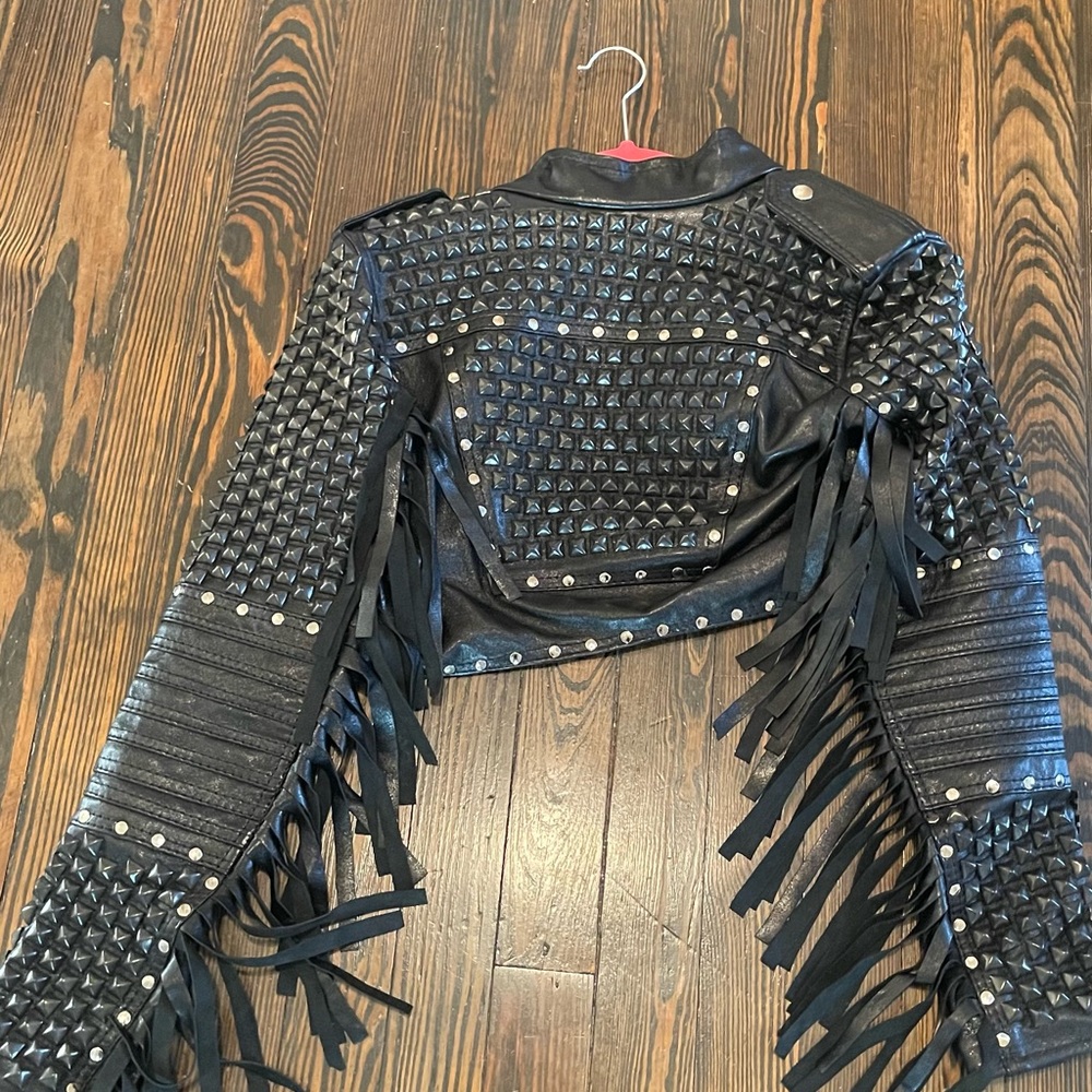 Painkiller clothing leather studded jacket
